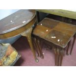 A Nest of Mahogany Coffee Tables, walnut Demi Lune hall table. (2)