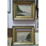 T.J. White 'Firth of Forth' and 'Blackross Castle' pair of oils on canvas, signed, 29 x 36.5cm.