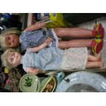 Two Large 1970's and Later Plastic Dolls, up to 80cm tall, both dressed.