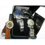 A Seiko 5 Gentleman's Stainless Steel Wristwatch, Zeitner Aqua Sport, two others. (4)