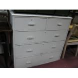 A XIX Century Painted Chest of Drawers, top with a moulded edge, two small drawers, three long