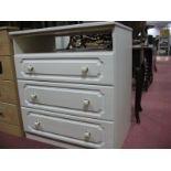 Cream Formica Chest of Three Drawers, 81cm wide.