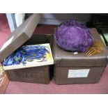 A Pair of Circa 1930's 'Edna Wallace Hats' vulcanised fibre hat boxes and contents (large quantity