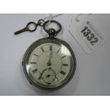 A Hallmarked Silver Cased Open Face Pocket Watch, the R.Taylor (damaged) signed dial with black