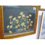 Claude Garnett (British, XX Century), Marsh Marigolds, painted collage, signed lower right, bears