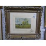 Brian Tovey (1932-2008), Hunting Scene, oil painting, signed lower right, 12 x 17cm.