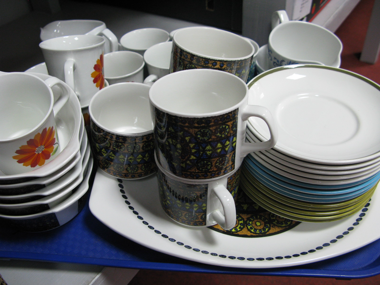 J & G Meakin 'Tuscany', various, 'Dahlia' coffee cups and saucers, 'Impact' cups and saucers,