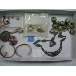 Costume Jewellery, including bangles, brooches, modern amber and other earrings, openwork