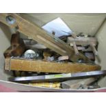 Woodworkers Tools - Elliott Lucas, Marples spirit levels, Marples plough plane, marking gauge, block