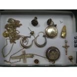 Cross and Locket Pendants, hoop and stud earrings, compass pendant, chains etc.