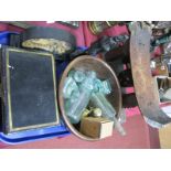 An African Carved Hardwood Head Rest, hardwood bowl, cork diorama, tin safety box, Cod and other