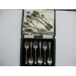 A Set Of Six Hallmarked Silver Coffee Spoons, London 1916, cased; four Fiddle pattern hallmarked