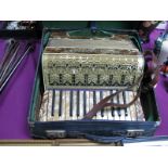 A Mid XX Century Vissimio Piano Accordion, with marblette casing in original carry case.