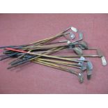 Golf: Fourteen Hickory Shaft Clubs, including Forgan St. Andrews Niblick and mid iron. Brass