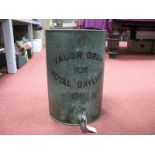 An Early XIX Five Gallon Garage Oil Drum, with brass tap, marked 'Valor Drum For Royal Daylight Oil'