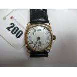 A 9ct Gold Cased Gent's Wristwatch, the white dial with Arabic numerals and seconds subsidiary dial,