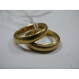 Two Plain Wedding Bands, each stamped "900" with inscribed initials inside band. (2)