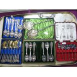 Cased and Loose Plated Spoons, decorative serving spoons etc:- One Box