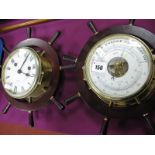 Schatz Ships Clock & Barometer, in wheel surround. (2)
