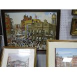 Keith Oakes (Sheffield Artist) 'Paradise Square' watercolour signed lower right, 25 x 35cm, plus