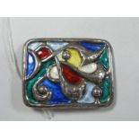 Oystein Balle; A Norwegian Modernist Enamel Brooch, of abstract textured design, stamped "Balle