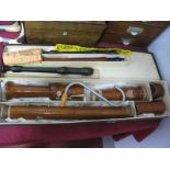 An Adler Woodwind Instrument, Bass Recorder 97cm, boxed, Rosetti Recorder and two other