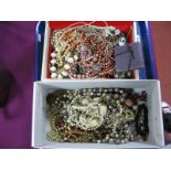 Assorted Costume Jewellery, including beads, bangles, jewellery box etc:- One Tray