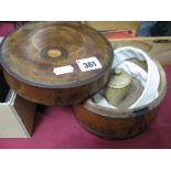 Treen Circular Collar Box, circa 1900, 17.5cm diameter, with inner lidded centre cup plus collars.