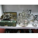 A Semi Reeded Four Piece Plated Tea Set. together with goblets, novelty boot money box, mugs, egg