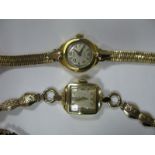 Omega: A Vintage Ladies Wristwatch, the signed dial with dagger markers and Arabic numerals, on a