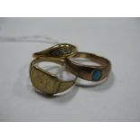 An 18ct Gold Diamond Set Ring, of graduated design; together with a 9ct gold signet style ring and