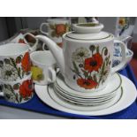 J & G Meakin 'Poppy' Tea Set, of sixteen pieces, including teapot and 'St Clements', 'Blue Nordic'