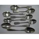 Two Hallmarked Silver Serving Spoons, London 1886; six Fiddle pattern hallmarked silver dessert
