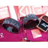 Two Waterford Modern Black Glass "Rebel" Bangles, in original pouches and box; together with