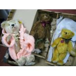 Three Modern Jointed Teddy Bears by Deans Rag Book, Steiff, including Deans's 100th Birthday Bear,
