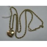 A Heart Shape Locket Pendant, stamped "375", on a 9ct gold chain.