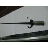 French Bayonet with Nickel Handle, stamped US x 23338 to hilt. 62cm long.