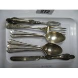 A Set of Five Hallmarked Coffee Spoons, with golf club detail; together with a Victorian