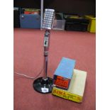 A Teisco DM-301 Dynamic Microphone, fitted with an Aiwa MS-2 microphone stand (both boxed) (2)