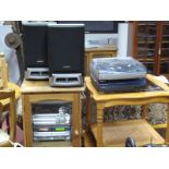 Aiwa Music System - (untested for parts), speakers, pine cabinet.