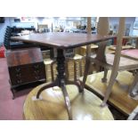 A XIX Century Mahogany Pedestal Table, with snap action to rectangular top on turned stalk and