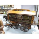 A Very Ornate Scratch Built Gypsy Caravan, with window shutters, lamps etc, plus porcelain Shire