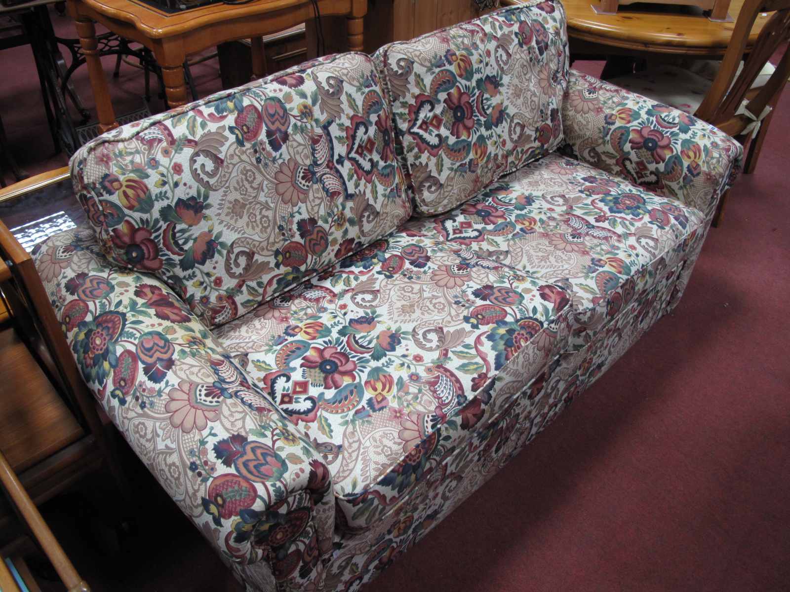 A Floral Covered Bed Settee.