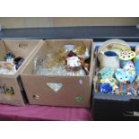 A Quantity of Glassware, pottery money boxes, posy holders etc:- Three Boxes