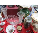 Pressed Glass Oval Bowl with detachable flutes, Polish vase, other ceramics:- One Tray