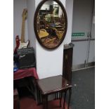 Mahogany Nest of Tables, together with a mahogany oval framed mirror.