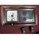 A XIX Century Mahogany Cased Wall Clock, E.N.Welch Forestville, USA, with print of Baltimore