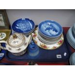 A Quantity of Copenhagen Plates and Bell, Royal Albert 'Old Country Roses Cottage' plate, Arthur