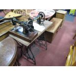 A Late XIX Century Jones Treadle Sewing Machine, together with a Singer sewing machine. (2)