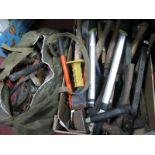 Loppers, hammers, cutters, floats etc (one box and bag)